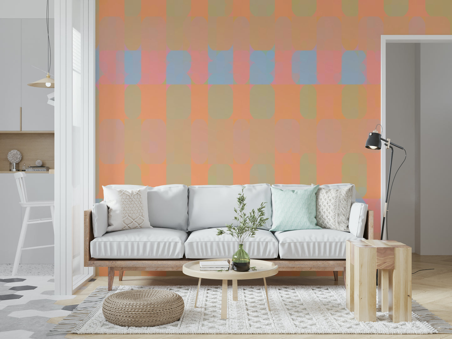 Gorgeous room makeover Bright Day Geometry accent wall