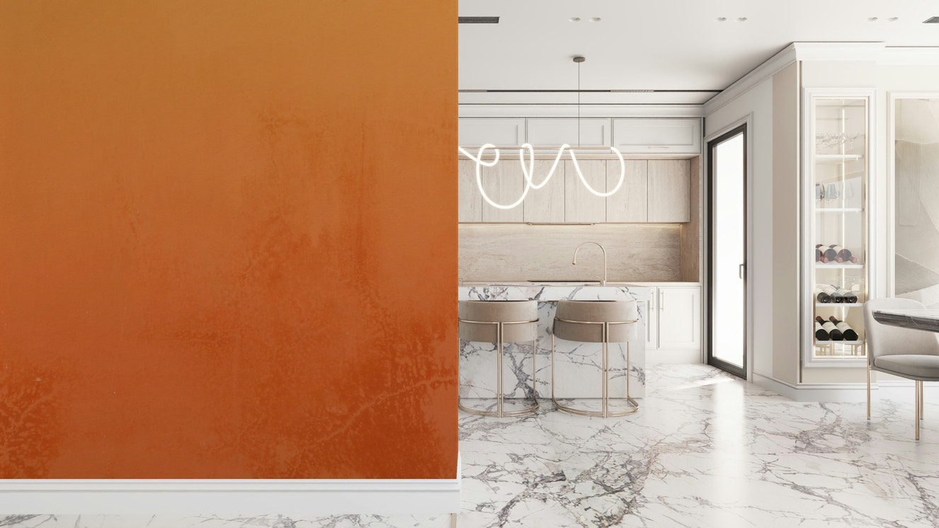 Sunset gradient orange textured wall mural for dreamy home decor.