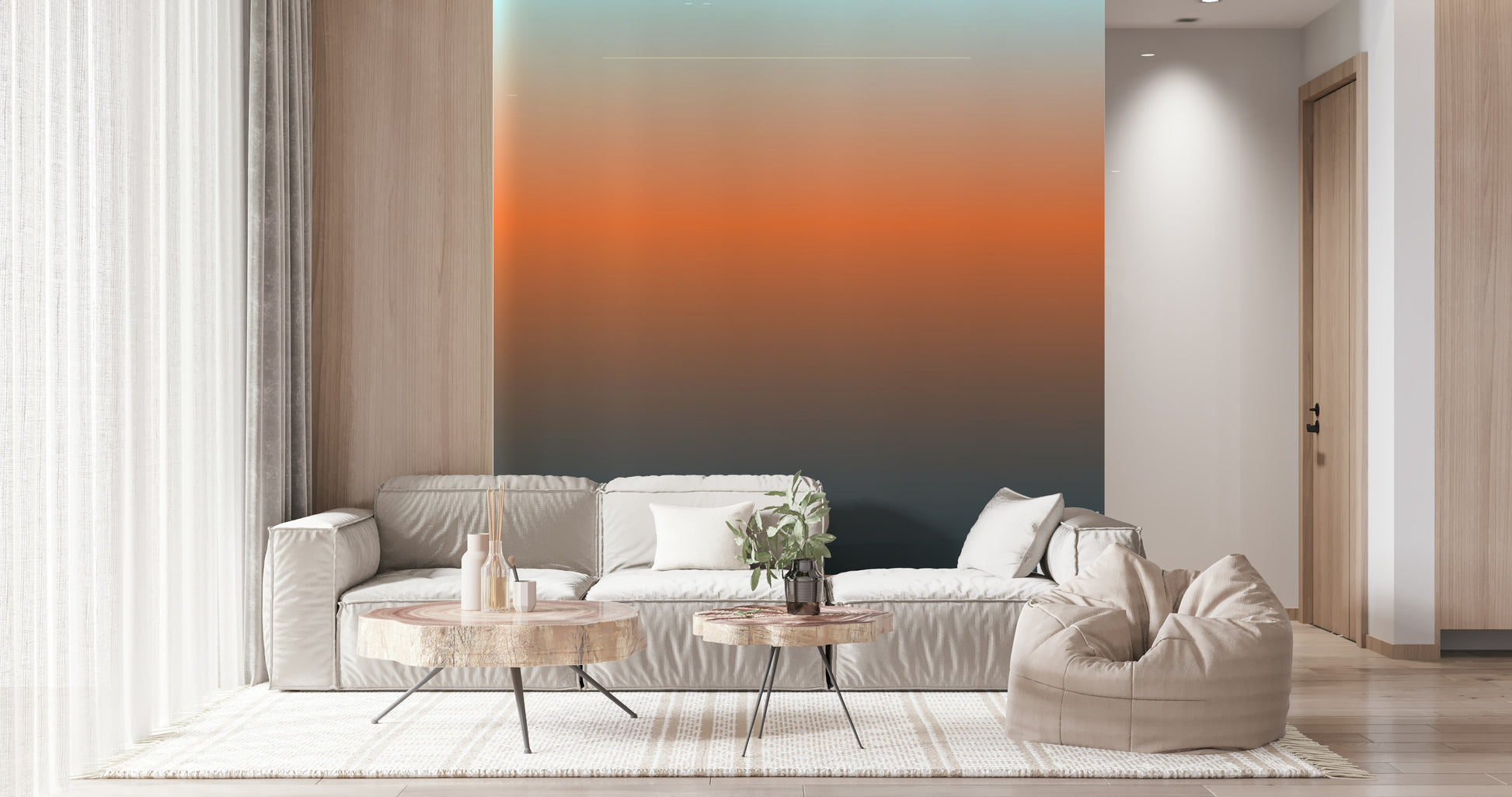 Contemporary wall mural named Dusk Horizon, a striking color fade.