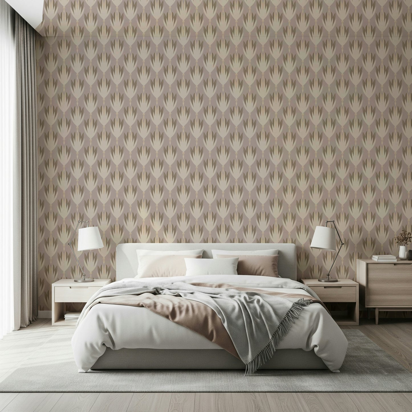 Ethereal Bloom Echo wall mural in muted earth hues.