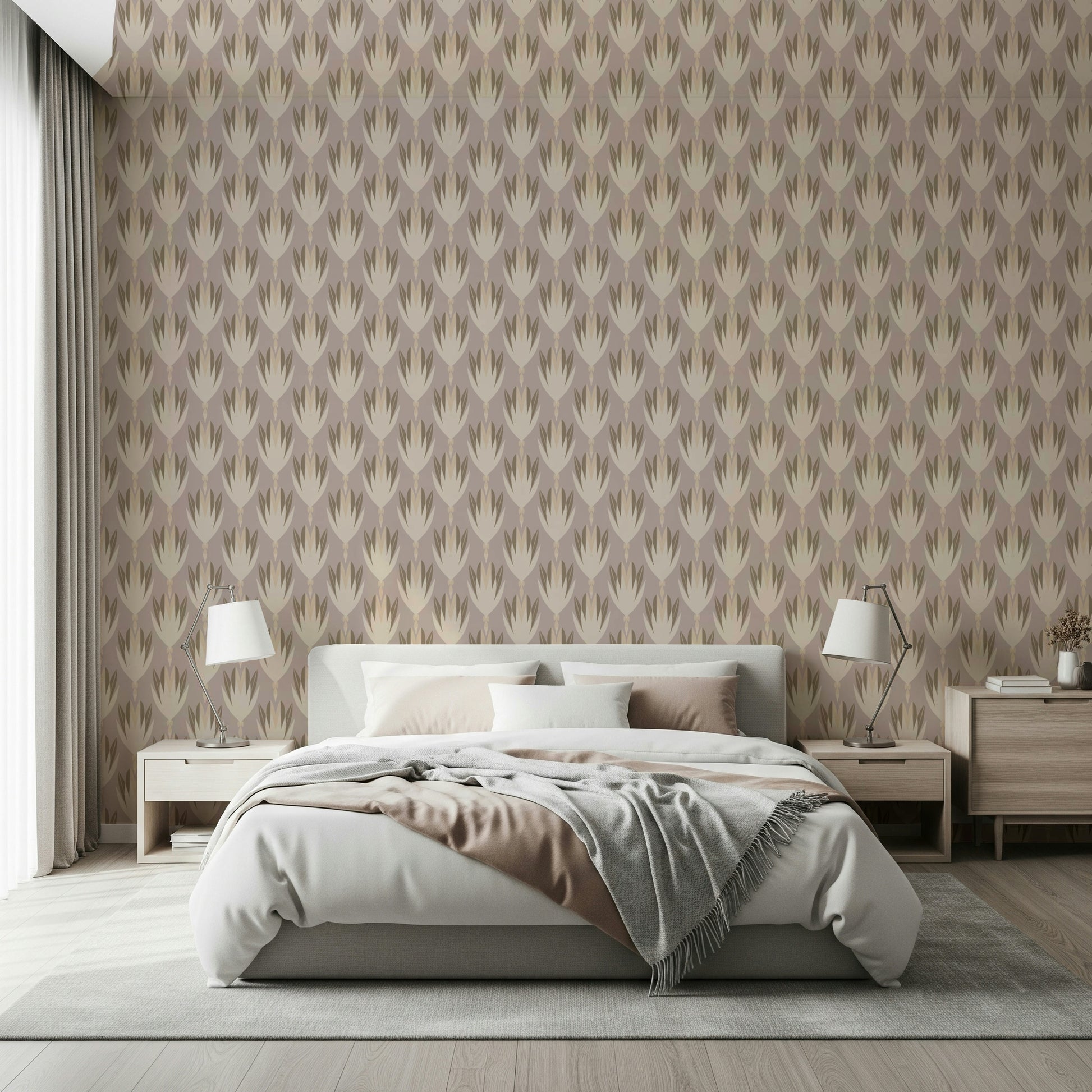 Ethereal Bloom Echo wall mural in muted earth hues.