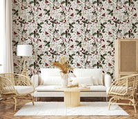 Winter Garden delicate forest theme wallpaper print.