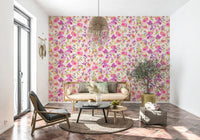 Feminine pink and magenta watercolor wallcovering.