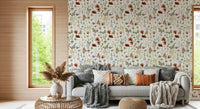 Beautiful Wild Meadow Butterfly pattern cottage core wallpaper.