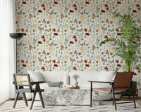 Wallpaper Wild Meadow Butterfly neutral palette room decor.