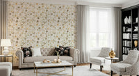 White flowers Window Panes pattern wallcovering