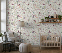 Wallpaper for walls featuring artistic Blush Butterfly Meadow scenery.