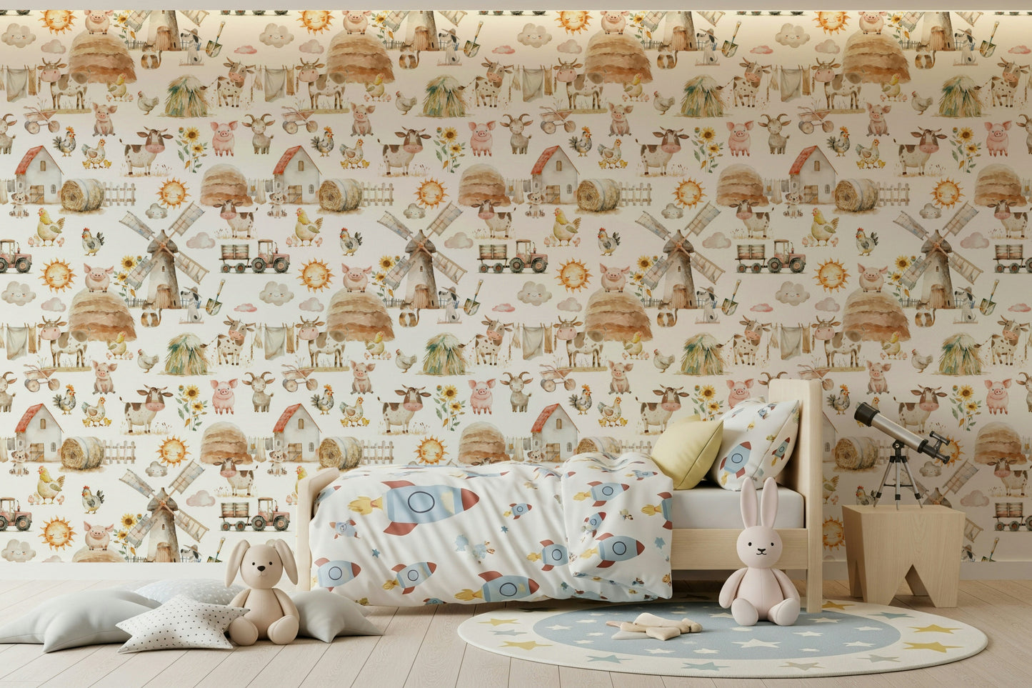 Watercolor Farm Fun Wallpaper⁠