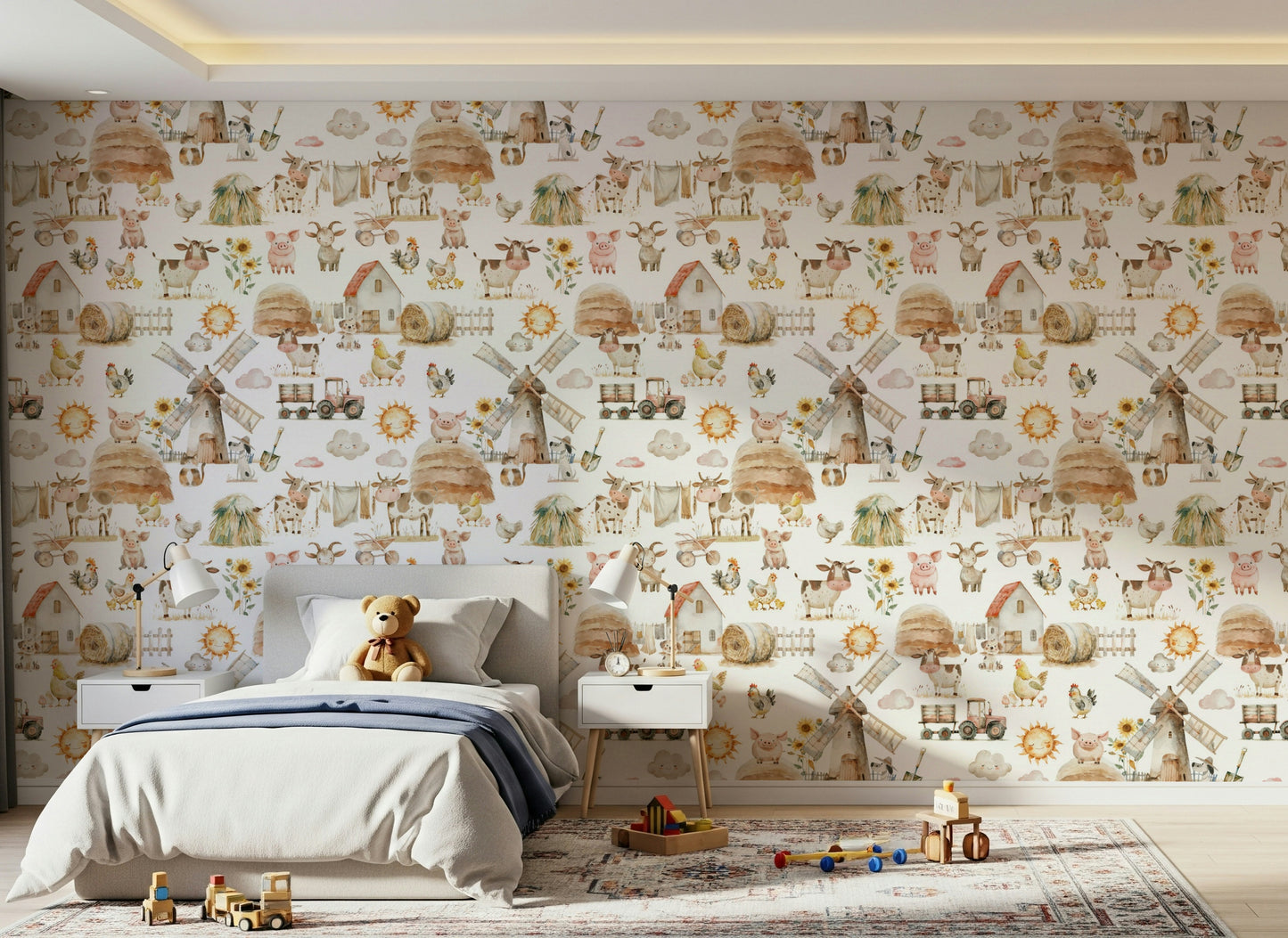 Watercolor Farm Fun Wallpaper⁠