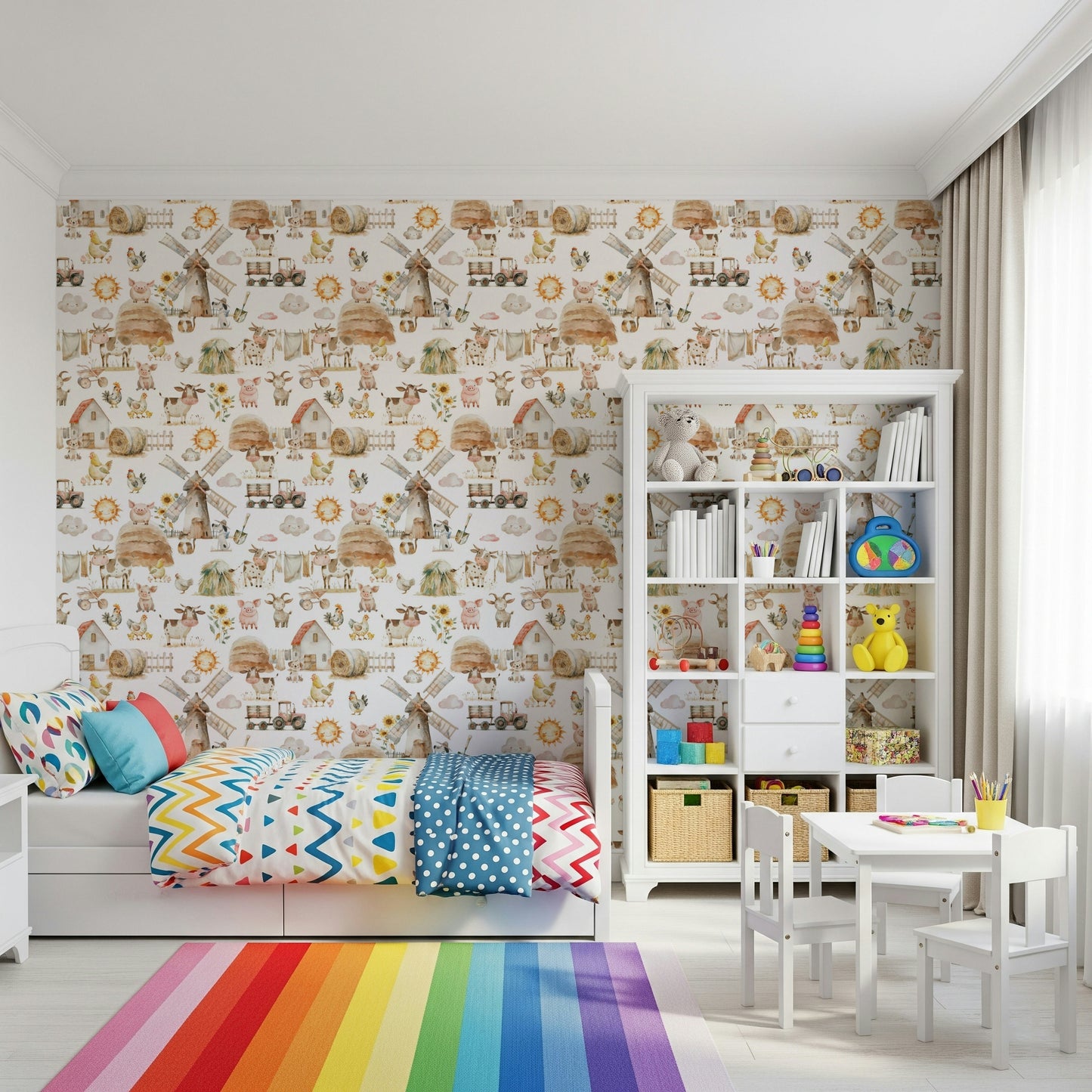 Watercolor Farm Fun Wallpaper⁠