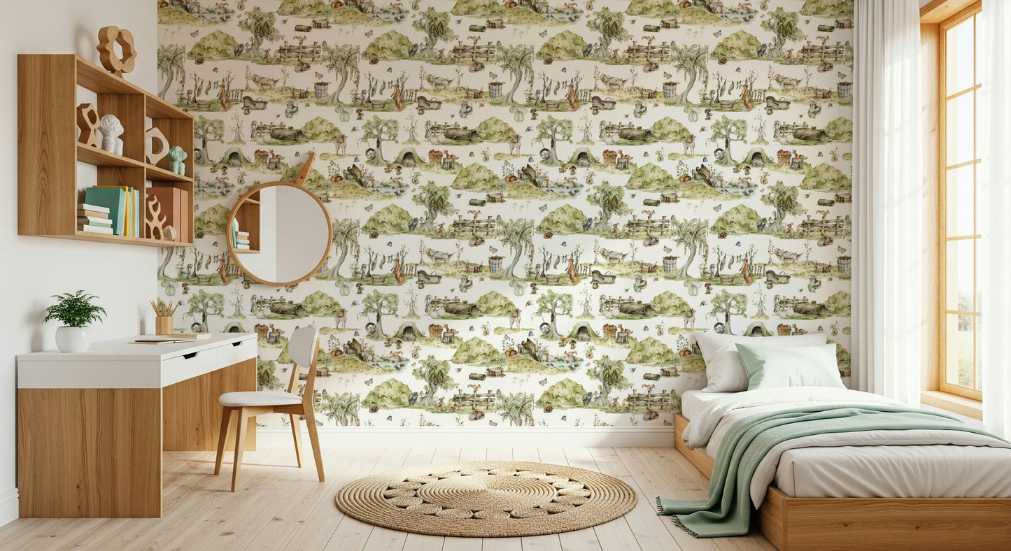 Whimsical Woodland Friends Wallpaper⁠