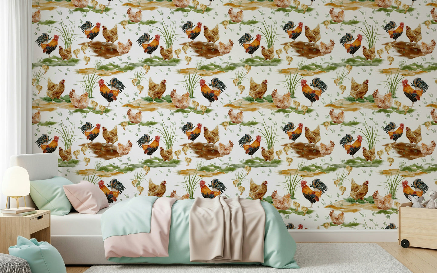 Watercolor Chicken Coop Wallpaper⁠