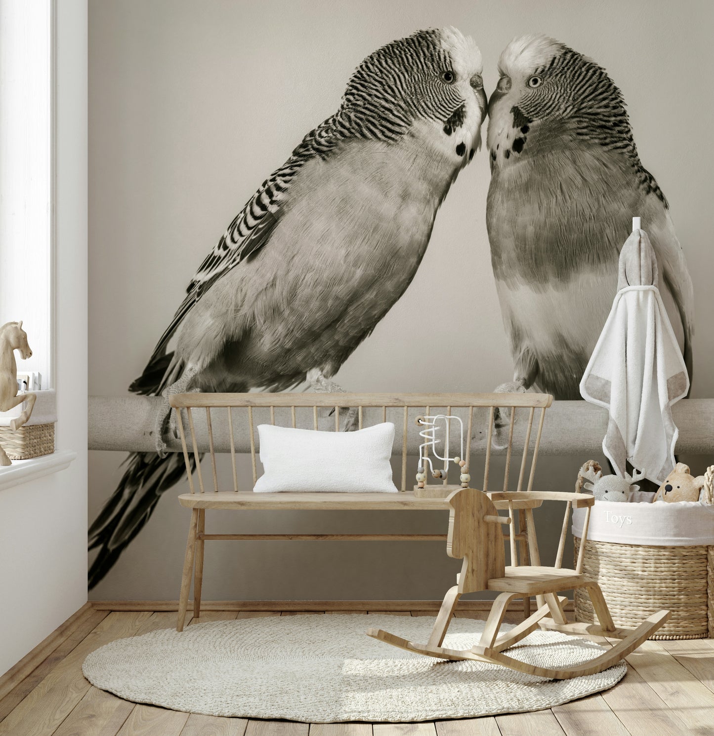 Lovebirds on a Perch Wall Mural