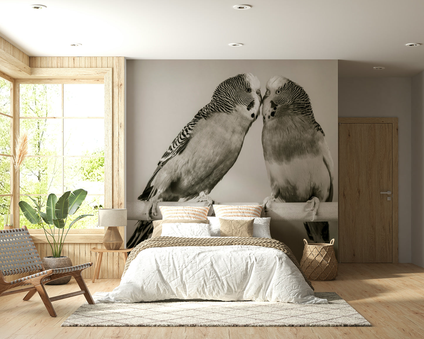 Lovebirds on a Perch Wall Mural