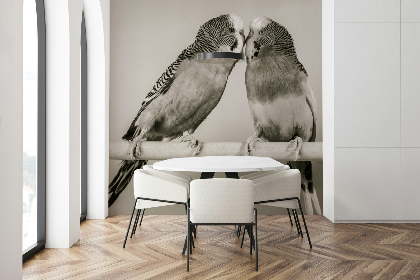 Lovebirds on a Perch Wall Mural