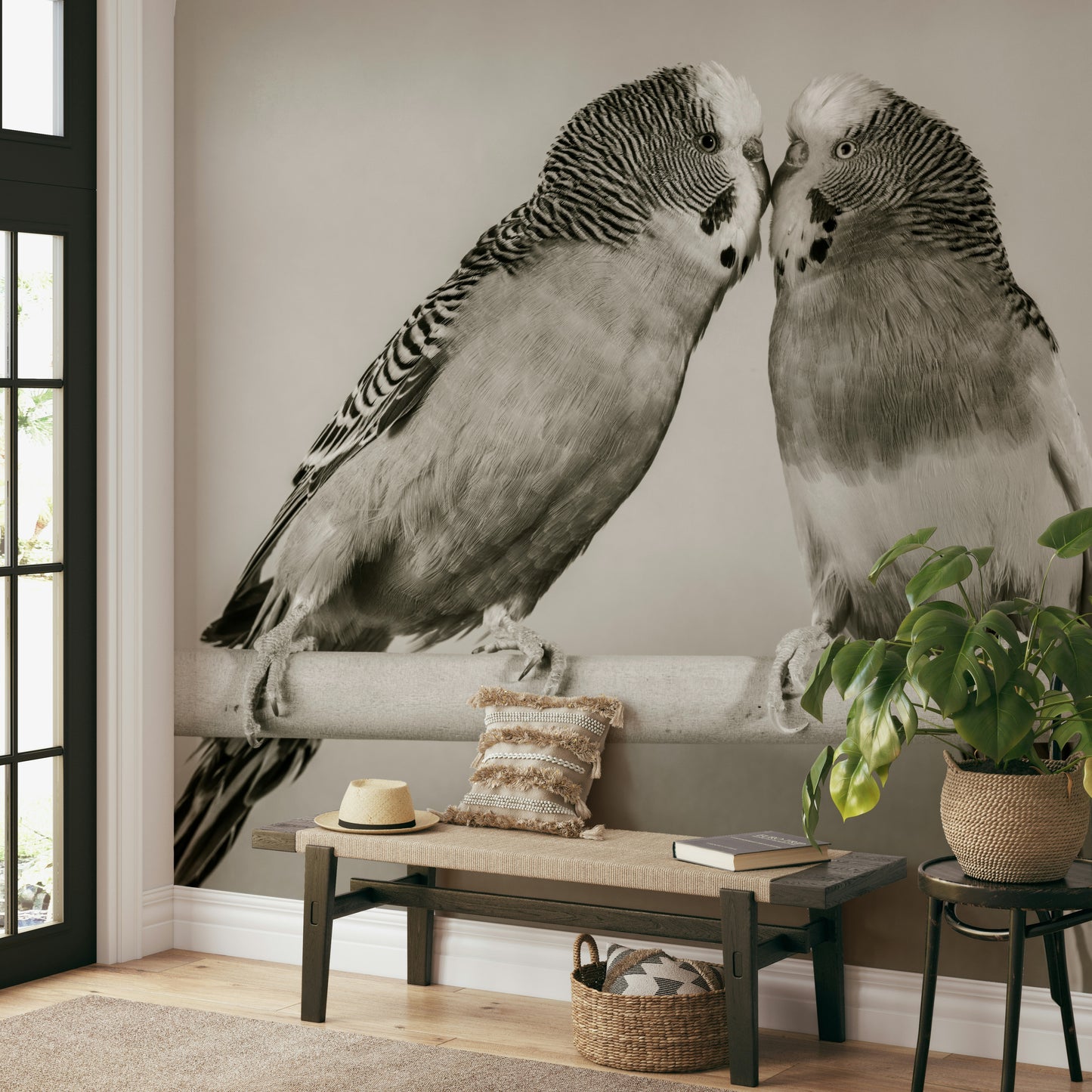 Lovebirds on a Perch Wall Mural