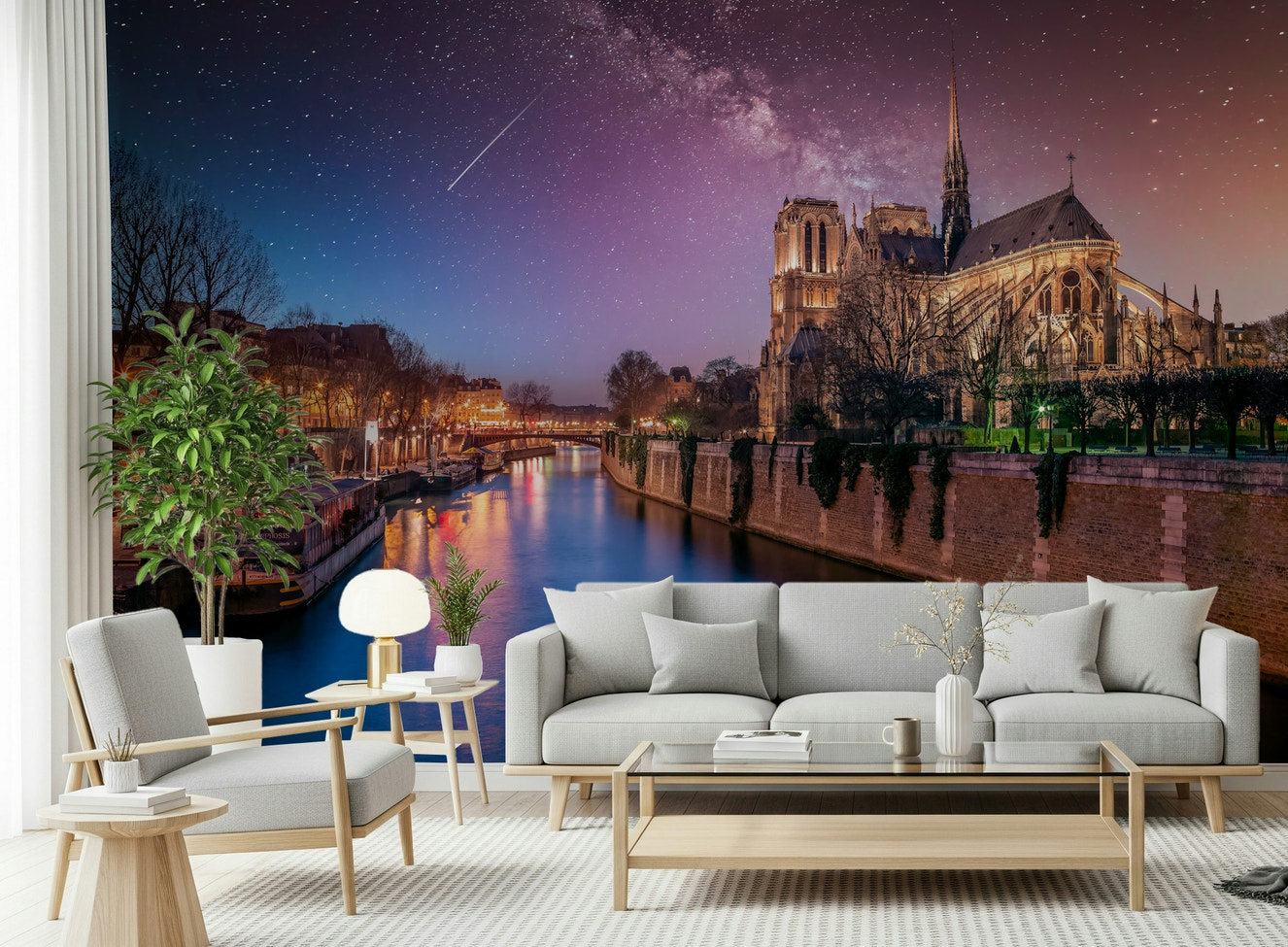 Notre-Dame Starry Night Wall Mural