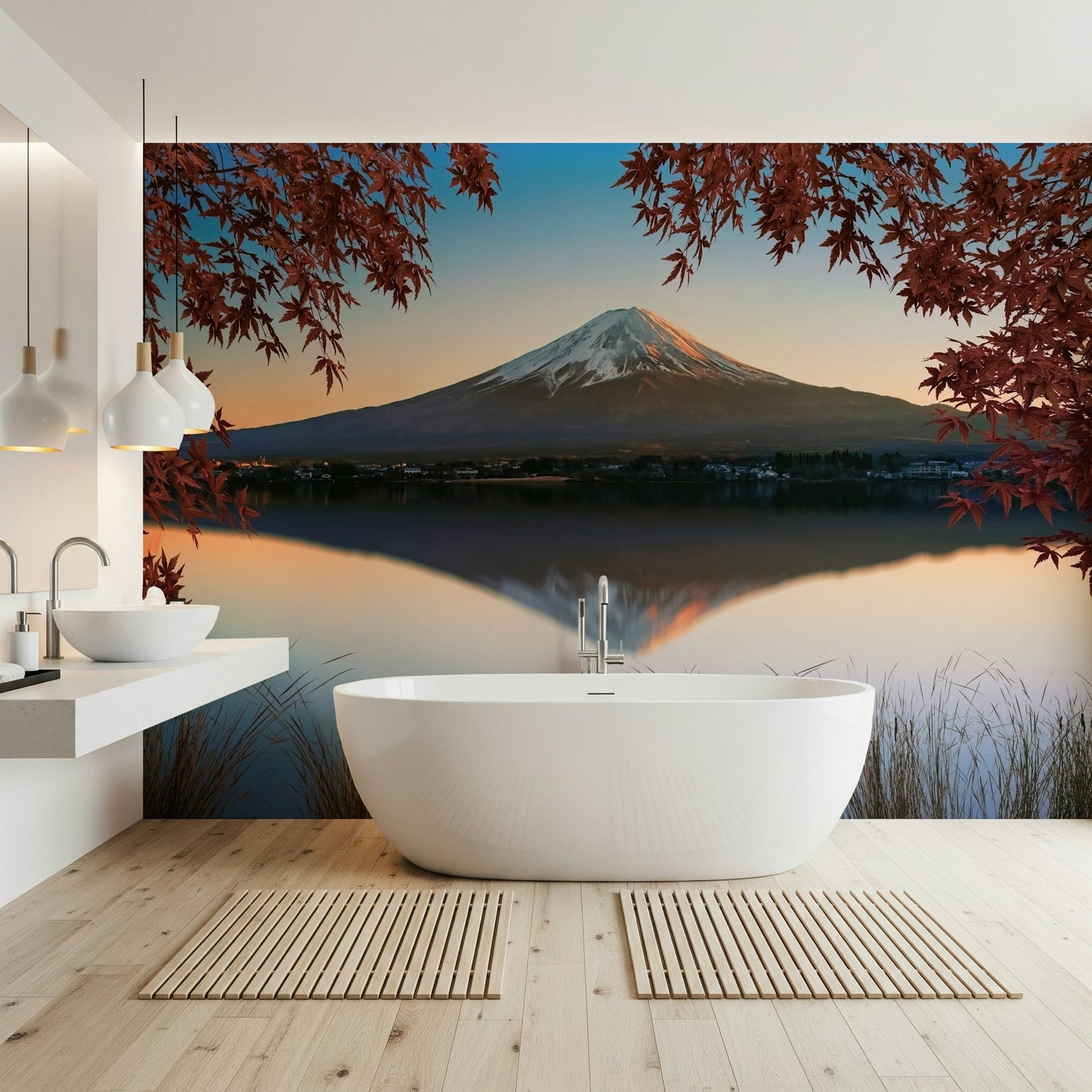 Fuji at Dawn: Autumn View Wall Mural