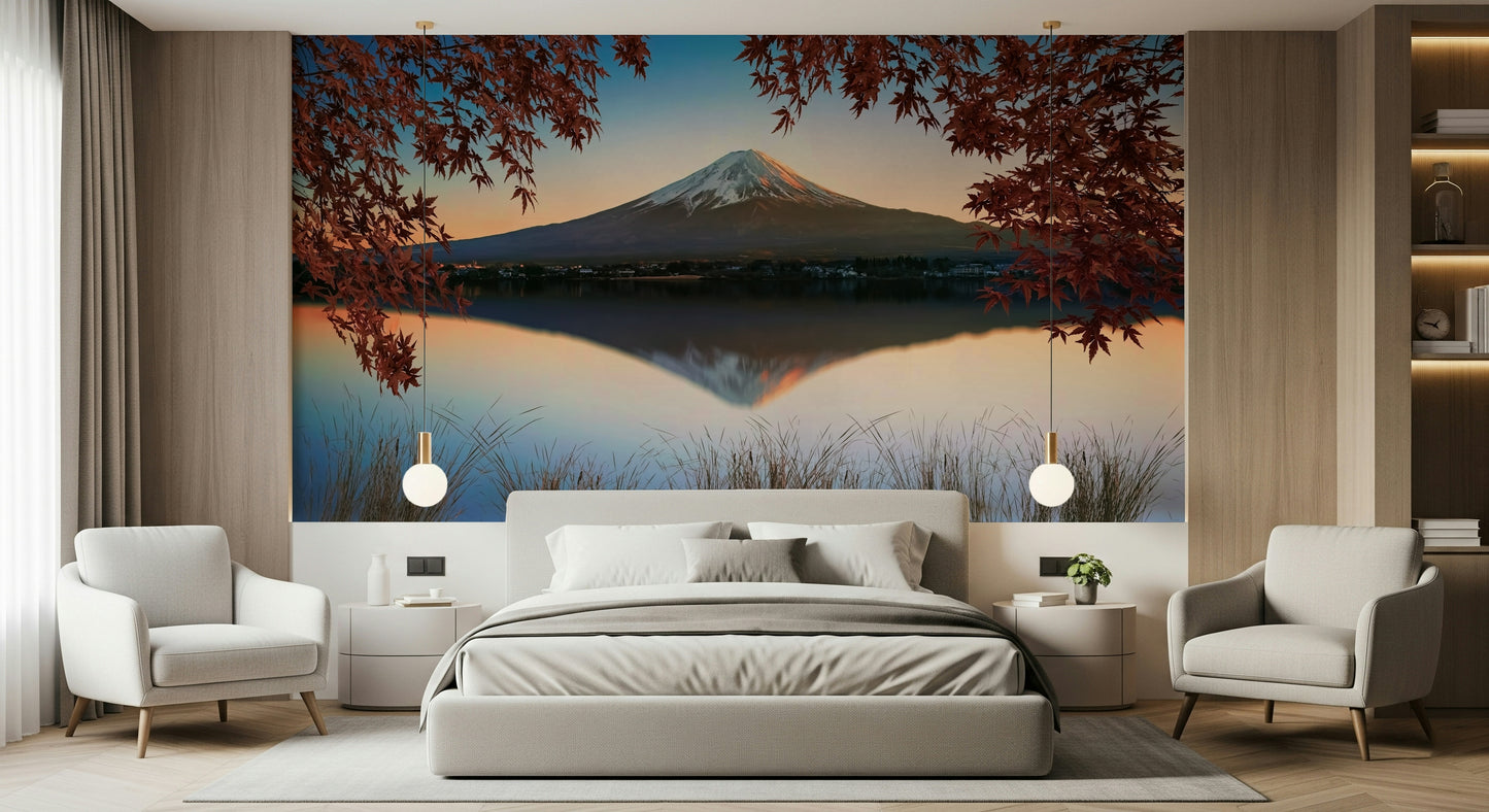 Fuji at Dawn: Autumn View Wall Mural