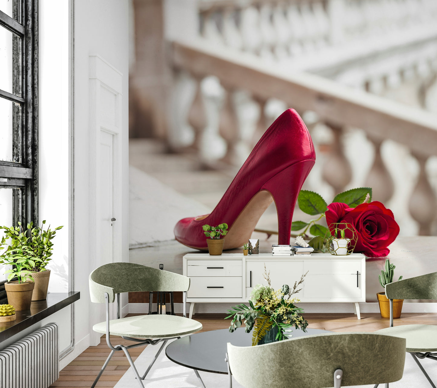 High Heels and Rose Wall Mural