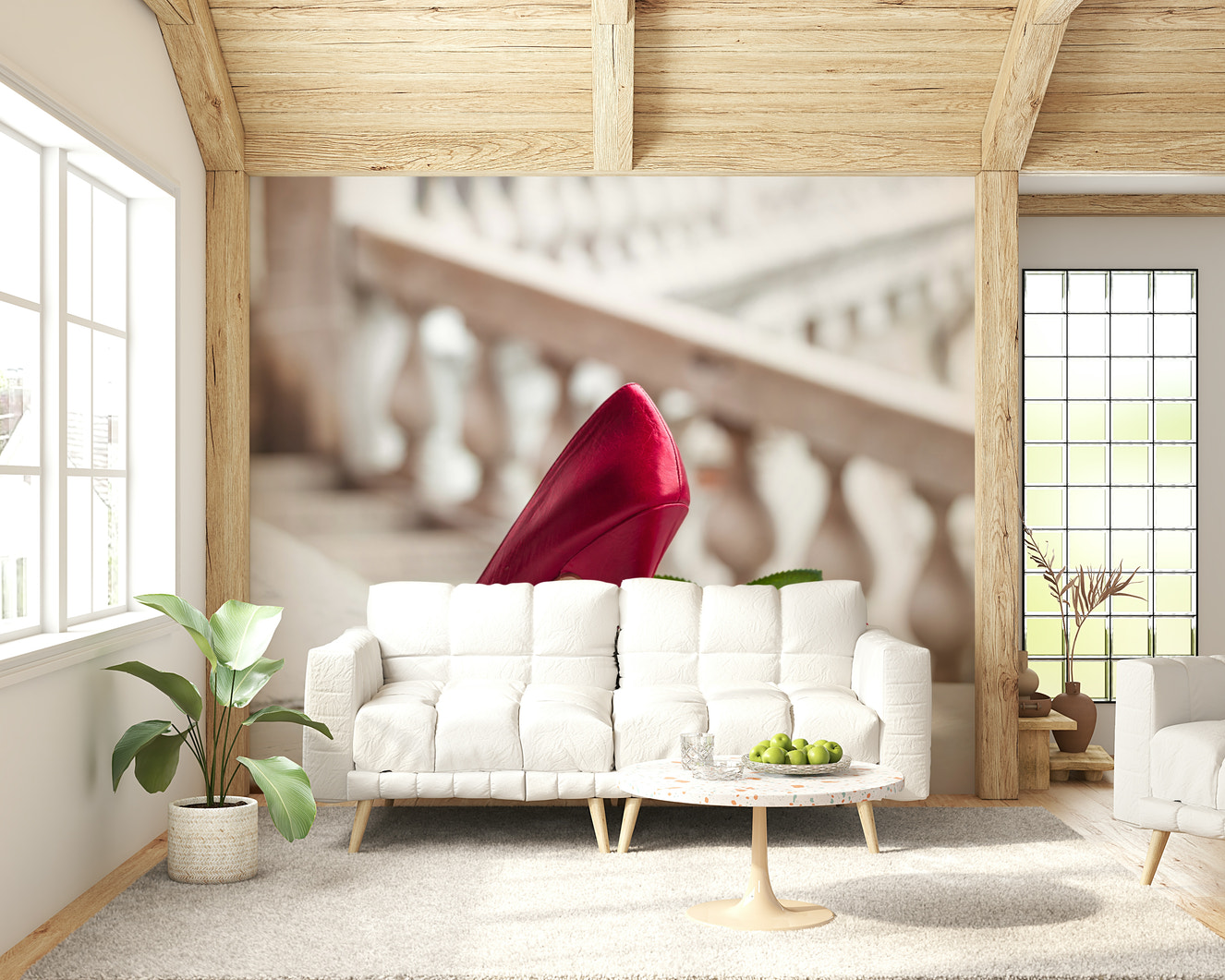 High Heels and Rose Wall Mural