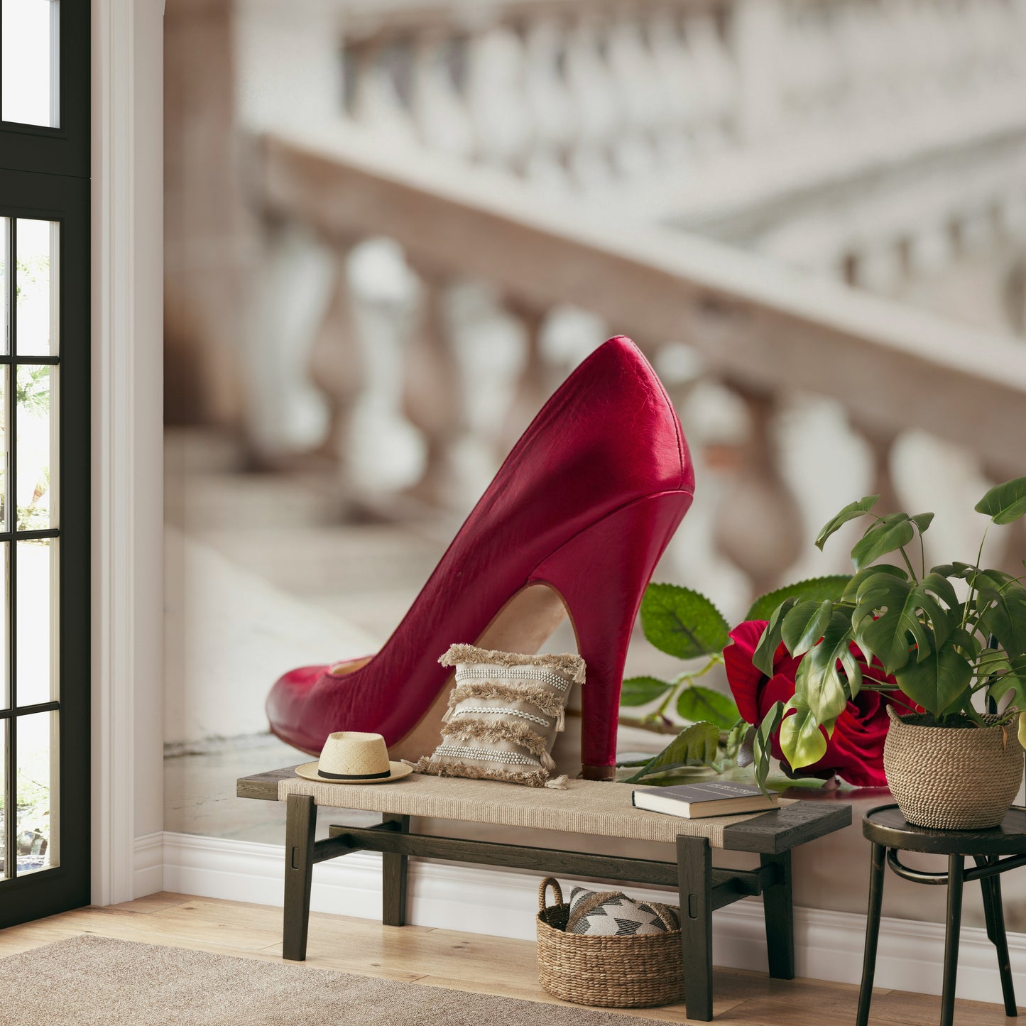 High Heels and Rose Wall Mural
