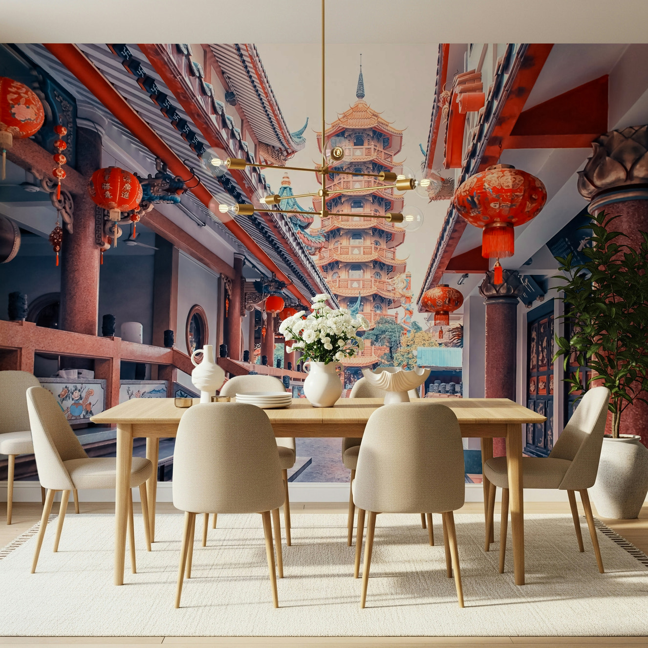 Asian Temple Vista Wall Mural