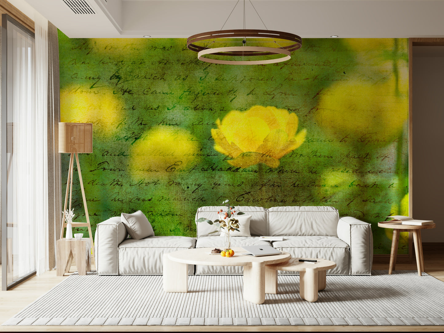 Golden Bloom Script Wall Mural