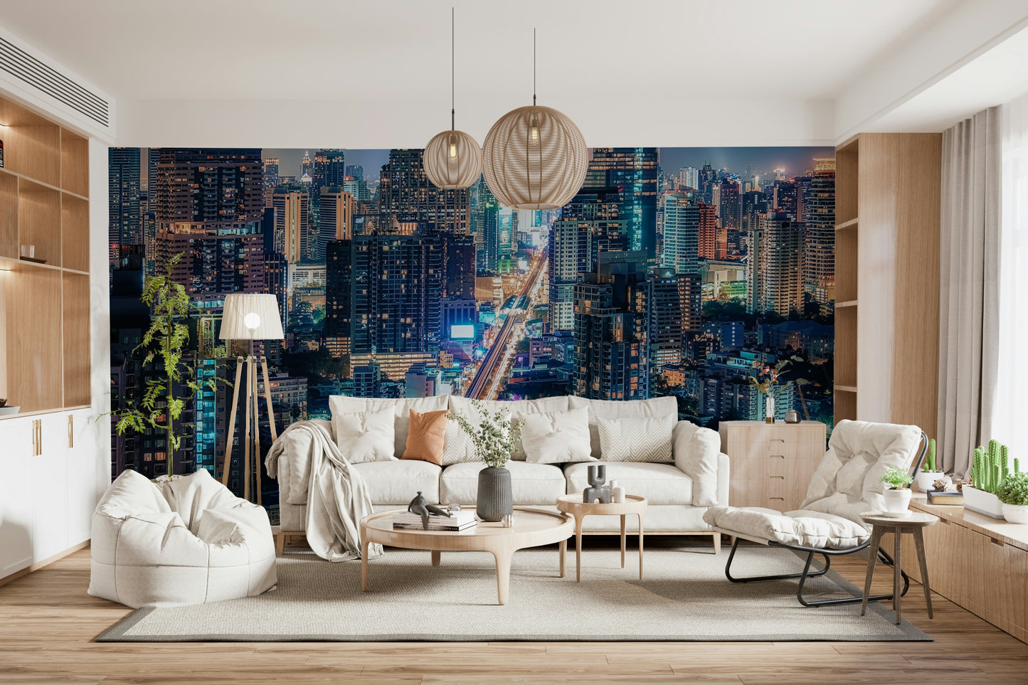 Neon Cityscape Nights Wall Mural