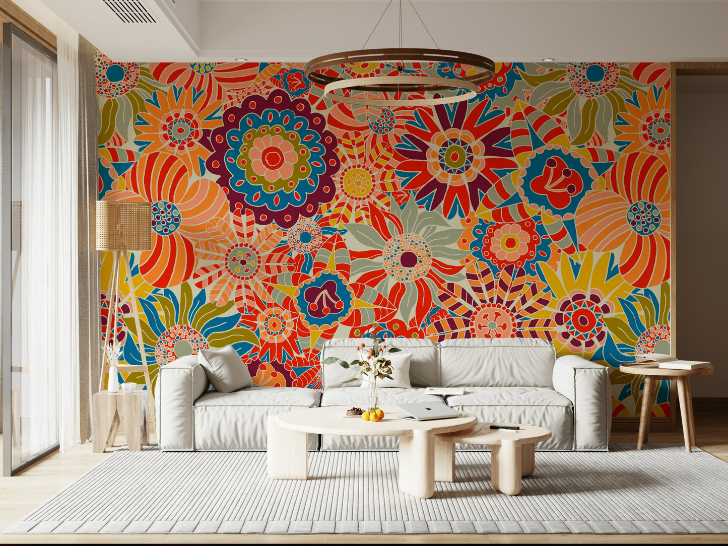 Colorful Groovy Blooms Wall Mural