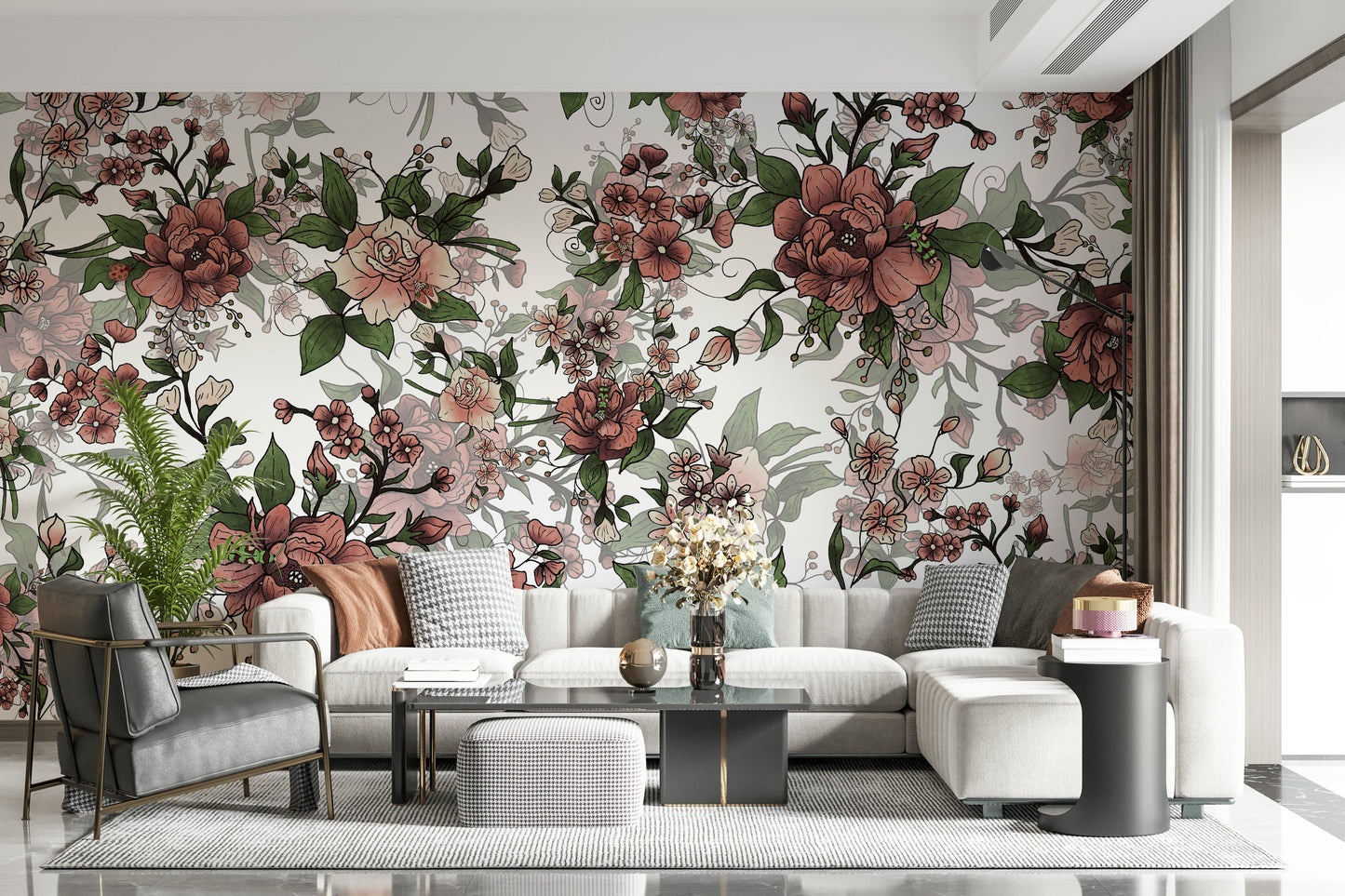 Garden of flowers and beetles Wall Mural