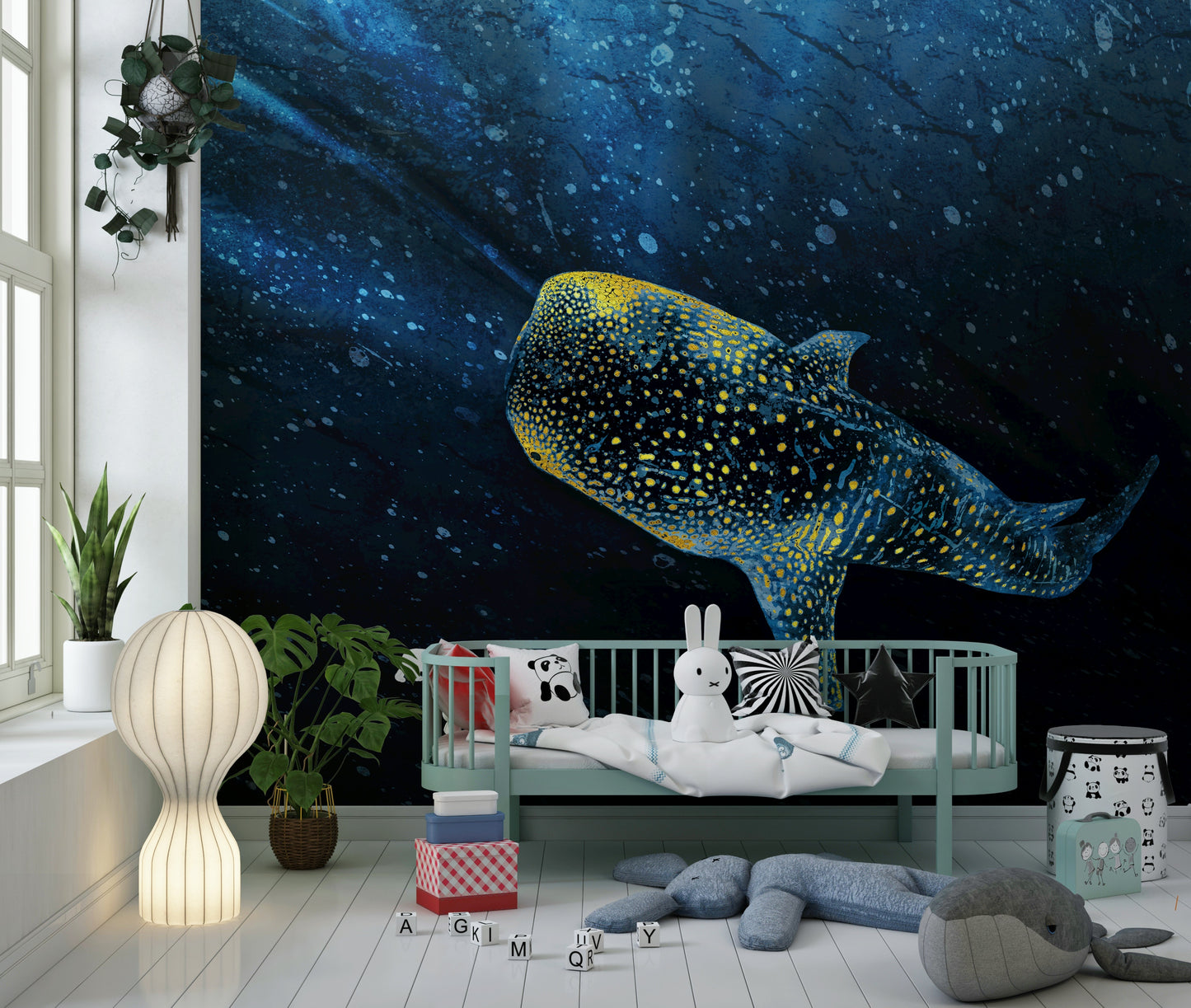 Golden Whale Shark Wall Mural