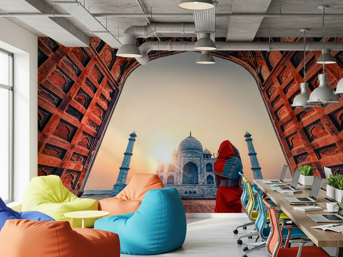 Taj Mahal at sunset Wall Mural