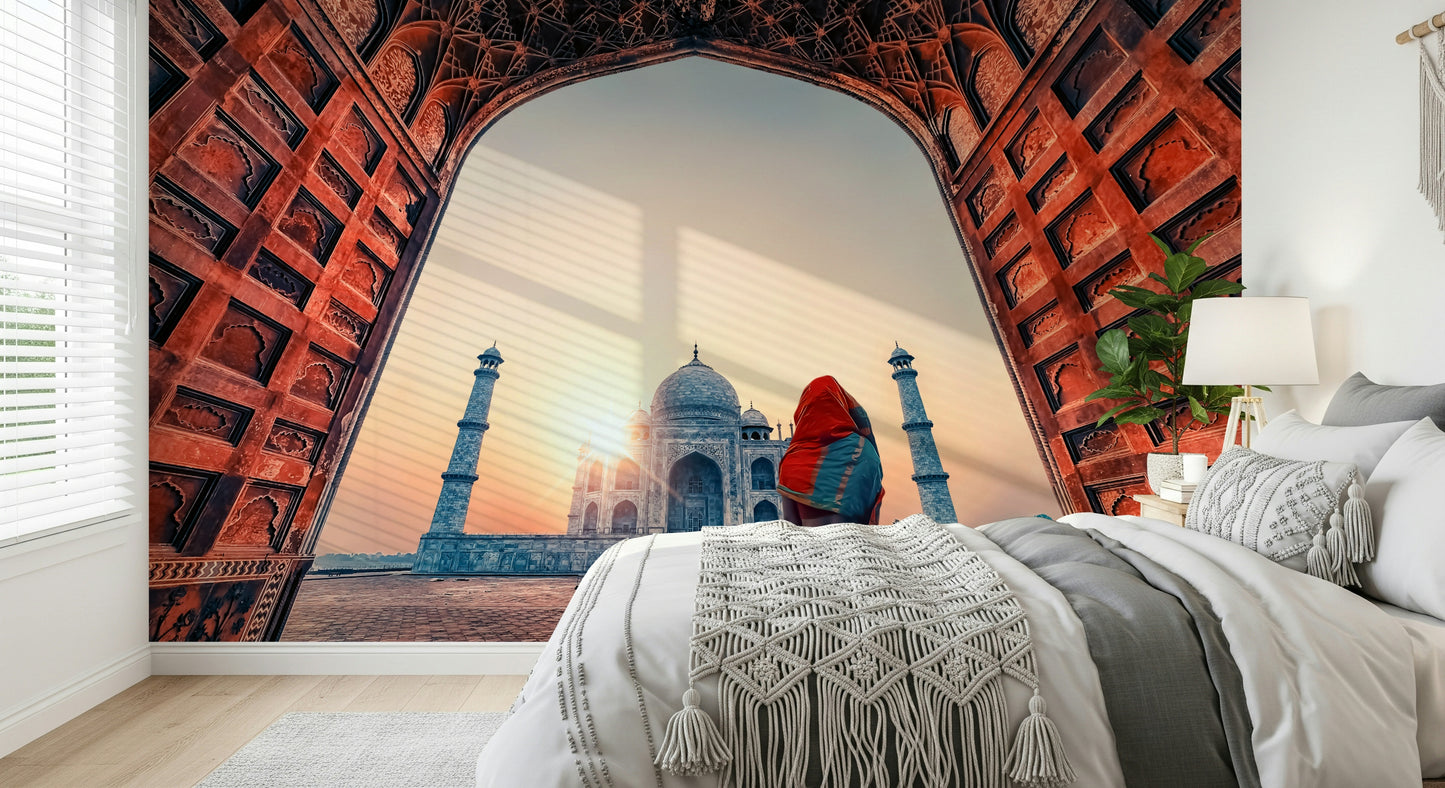 Taj Mahal at sunset Wall Mural