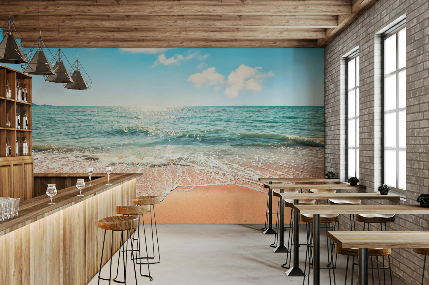 Serene, pristine beach Wall Mural