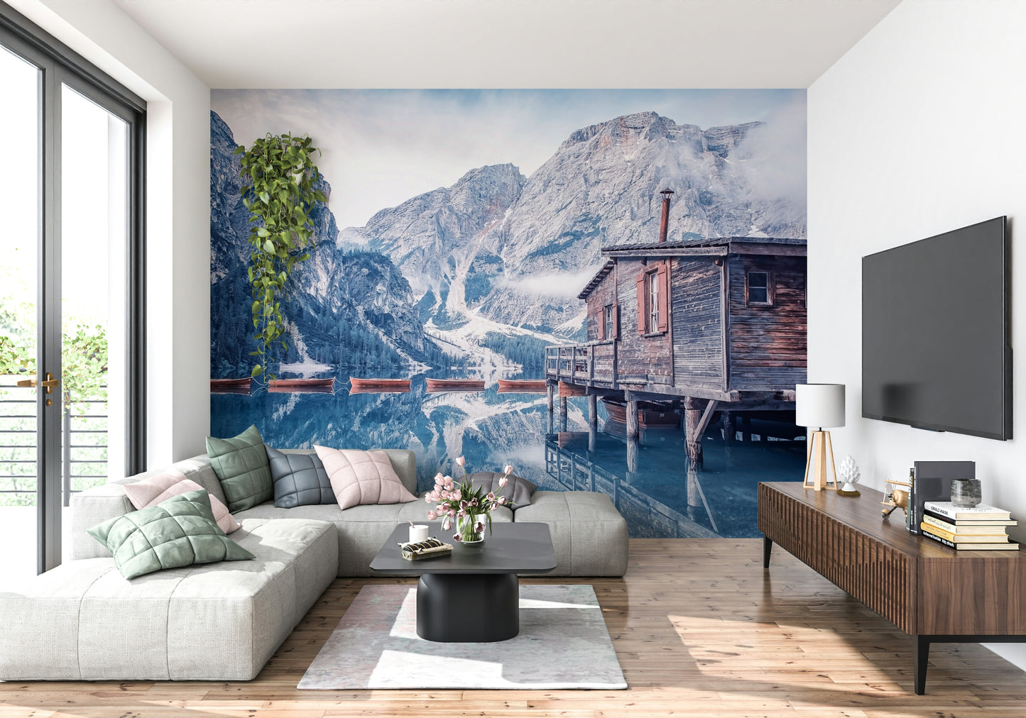 Braies Lake Serenity Wall Mural
