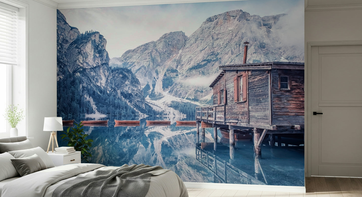 Braies Lake Serenity Wall Mural