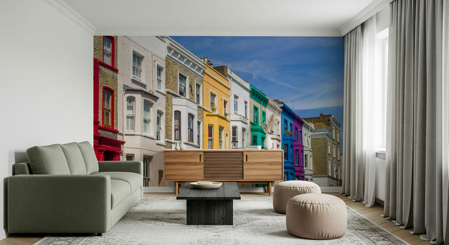 Rainbow Row Houses Wall Mural