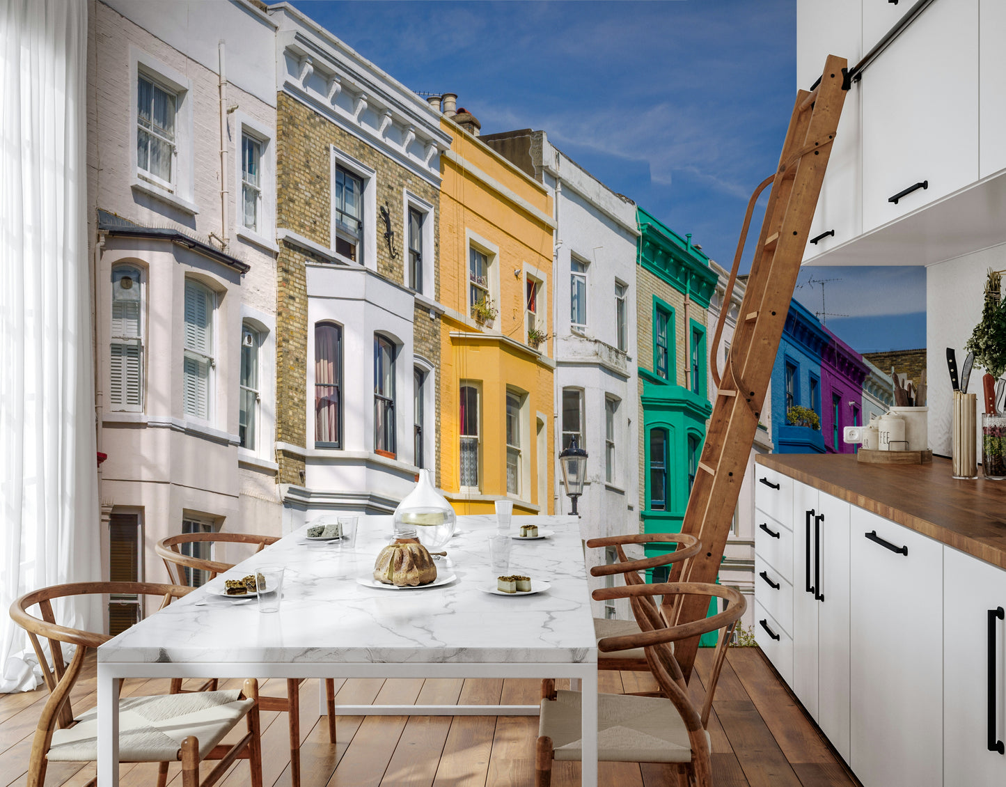 Rainbow Row Houses Wall Mural