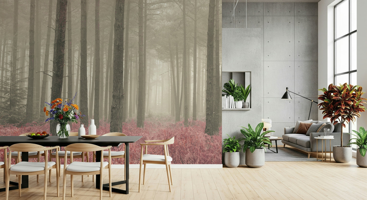 Crimson Whisper Woods Wall Mural