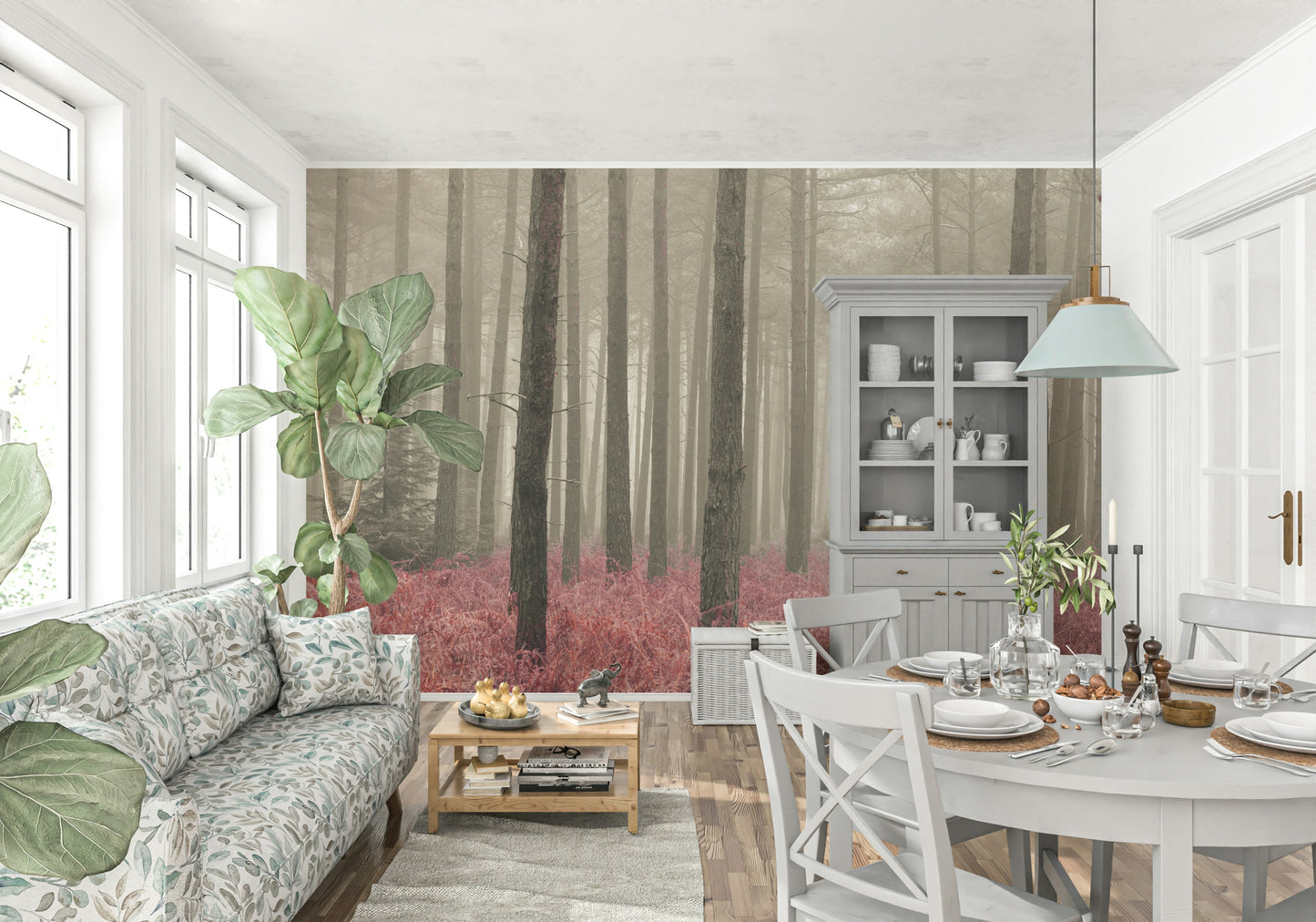 Crimson Whisper Woods Wall Mural