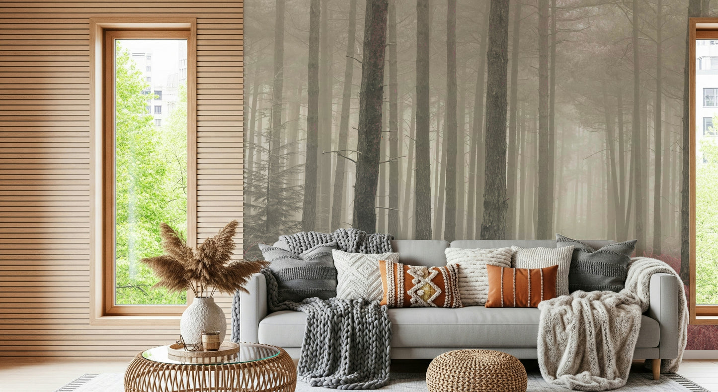 Crimson Whisper Woods Wall Mural