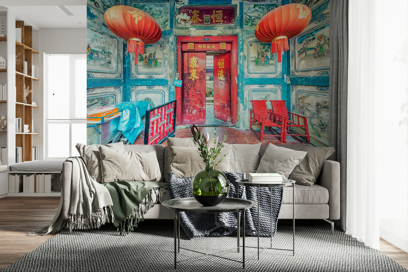 Crimson Lanterns Wall Mural