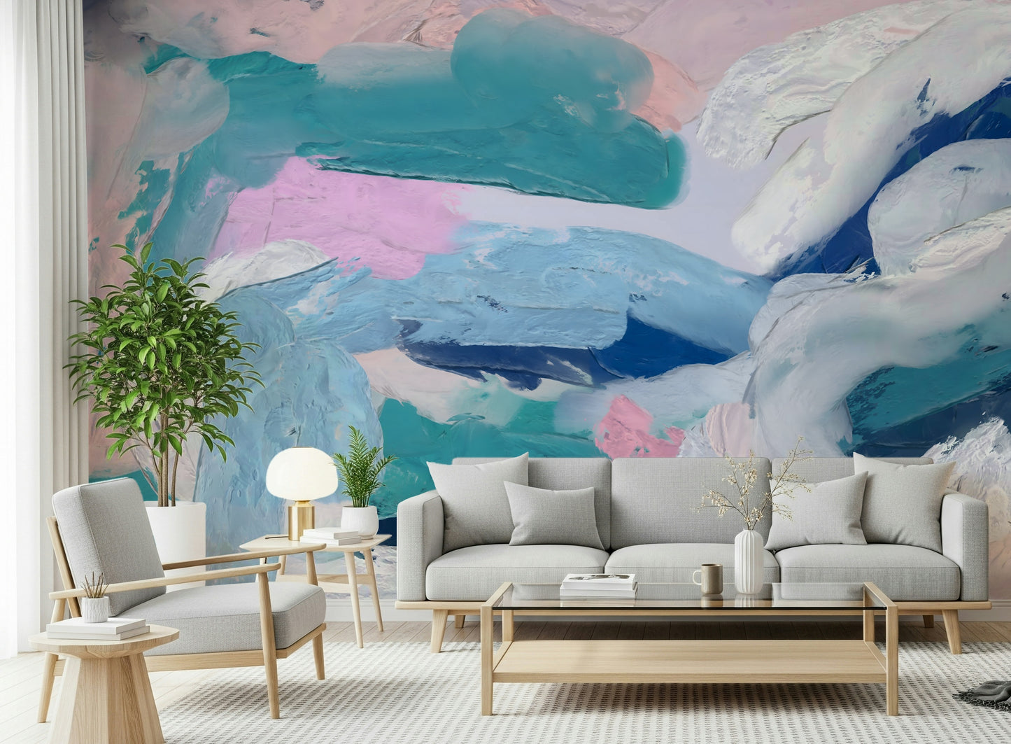 Azure Strokes Wall Mural