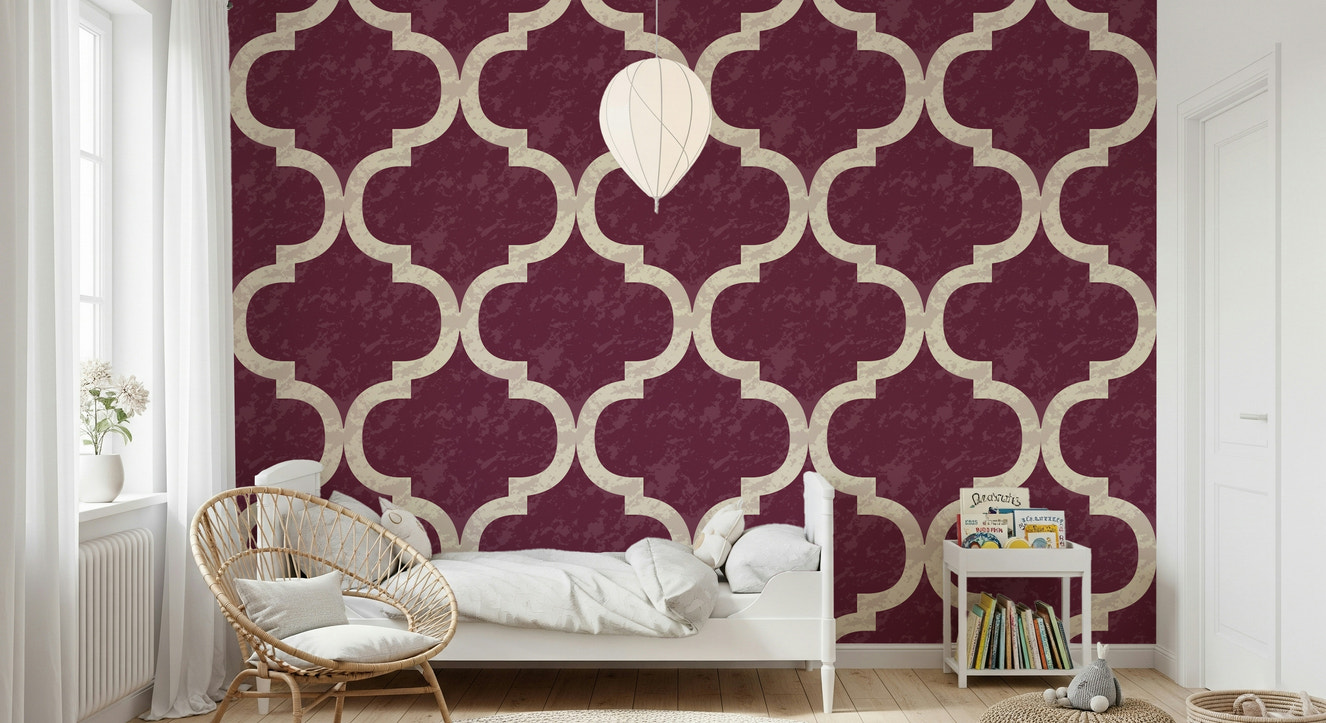 Moroccan Ogee - Cabernet Red Wallpaper⁠