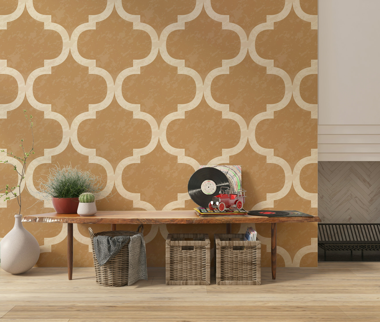 Moroccan Ogee - Golden Tan Wallpaper⁠