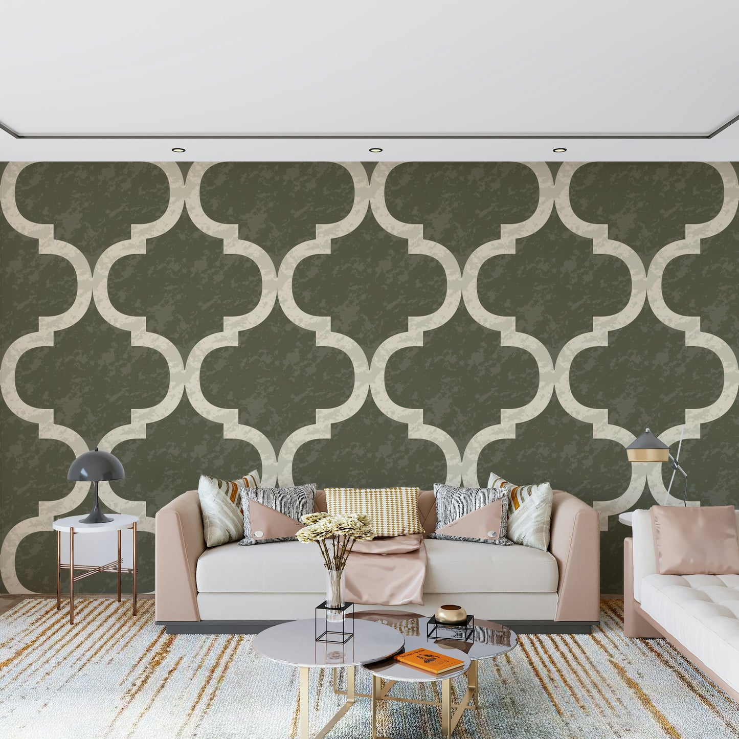 Moroccan Ogee - Dark Olive Wallpaper⁠