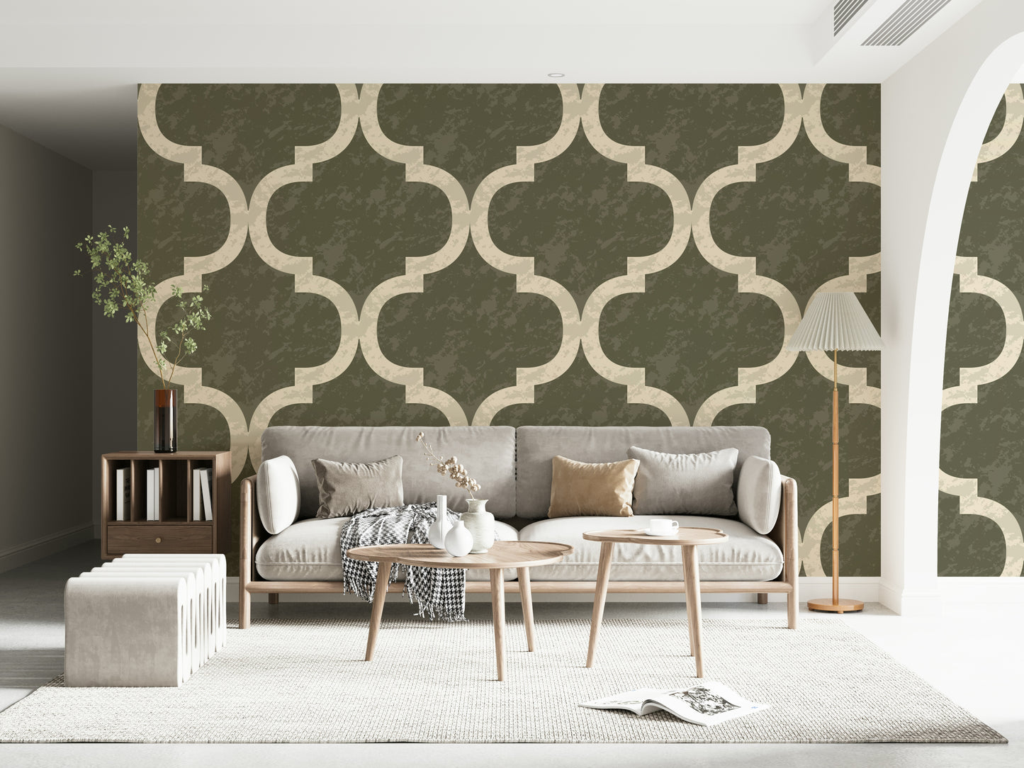 Moroccan Ogee - Dark Olive Wallpaper⁠