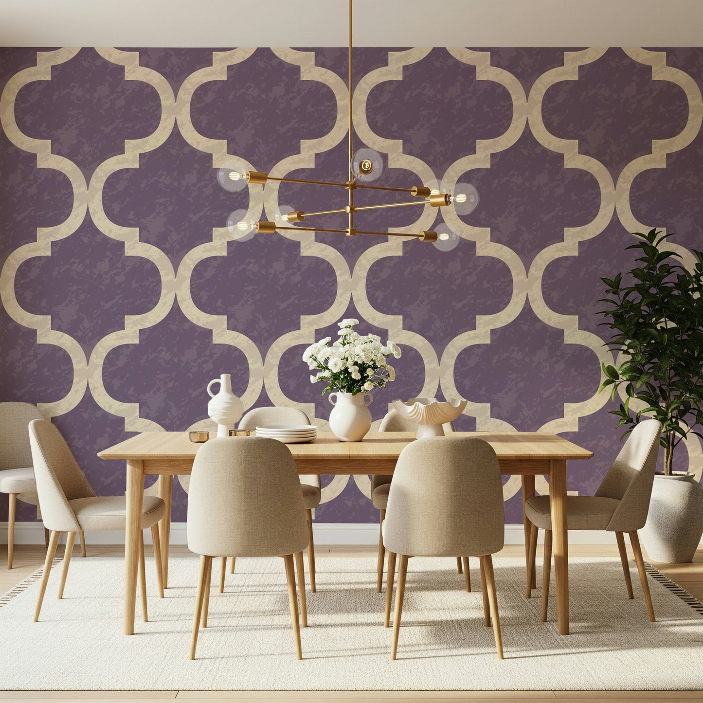Moroccan Ogee - Grey Purple Wallpaper⁠