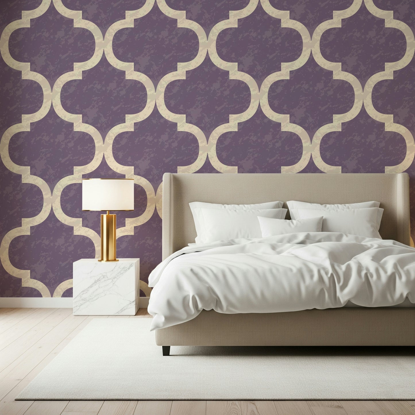 Moroccan Ogee - Grey Purple Wallpaper⁠